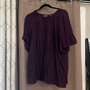 Purple blouse with ruffle sleeves